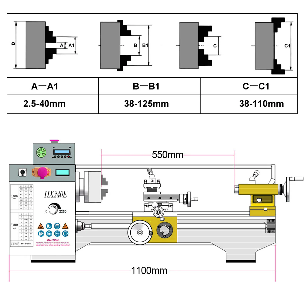 Máquina de torno semi-CNC HX240E