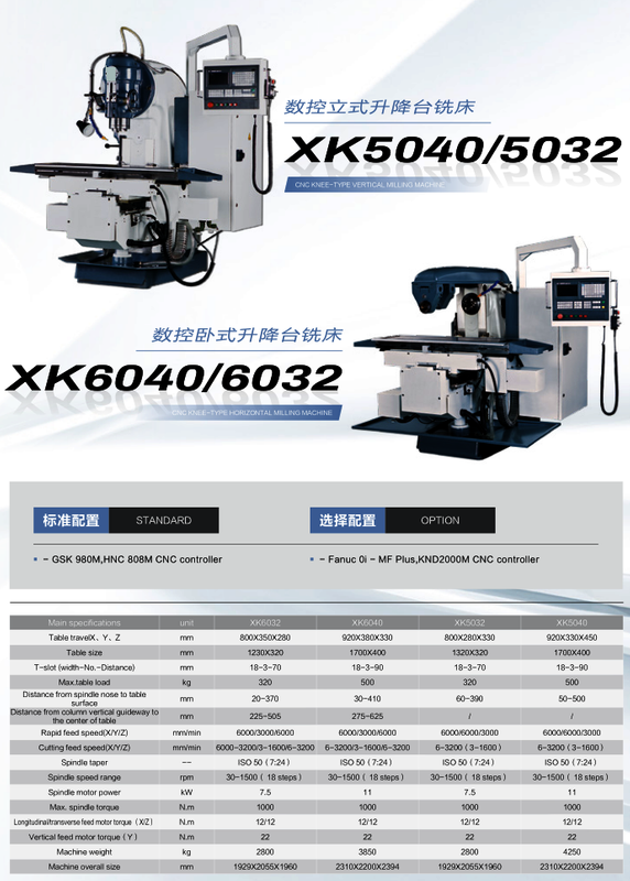 CNC Tipo de cama Machina Universal Universal XK5040-XK6040