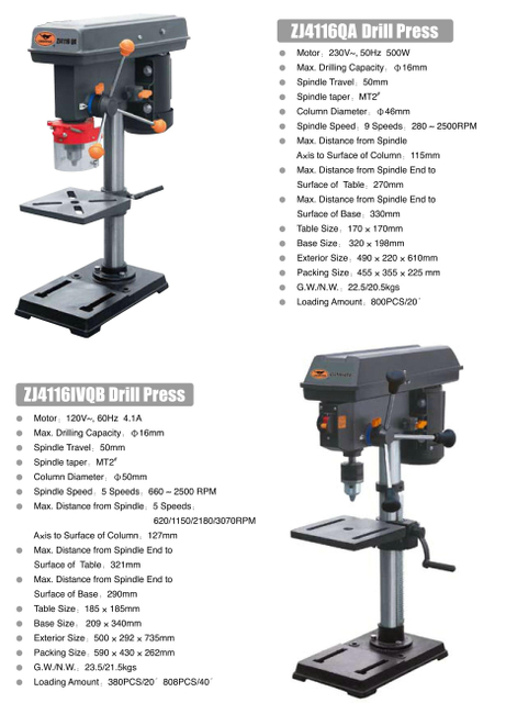 Serie ZJ Drill Press ZJ4116QA-ZJ4116Q