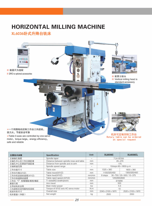 Máquina de fresado horizontal XL6036C-XL6036CL