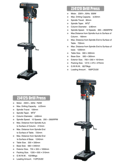 Serie ZJ Drill Press ZJ4120-ZJ4125