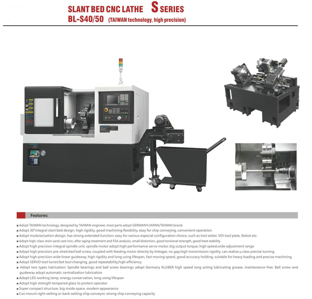 BL-S40 50 Slant Bed CNC torno 