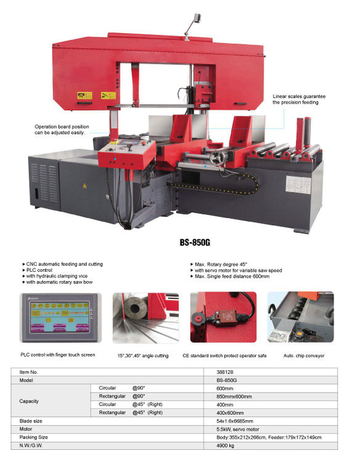 Banda de corte de metal sierra BSK-850G