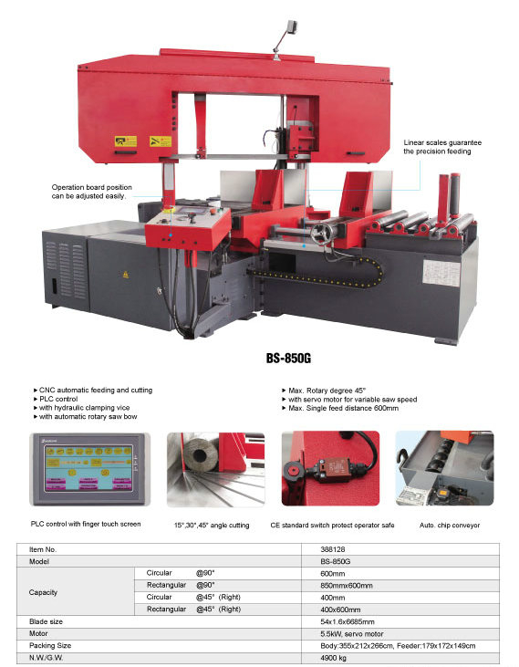 Banda de corte de metal sierra BSK-850G
