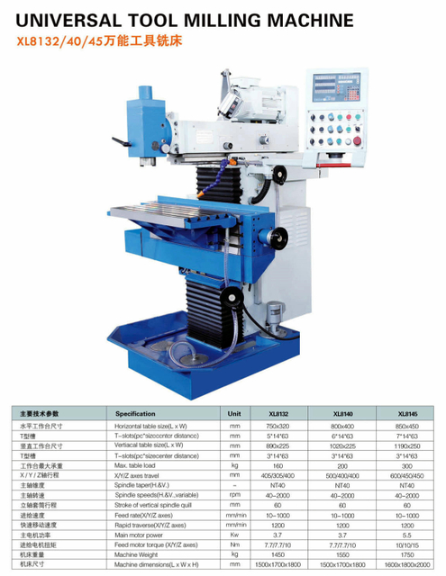 Máquina de fresado de herramientas universales XL8132-XL8140-XL8145