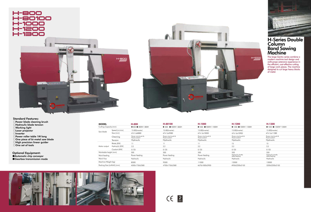 Máquina de aserración de banda de metal H-800/H-80100/H-1000/H-1200/H-1300