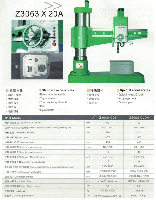 Máquina de perforación radial Z3080X25