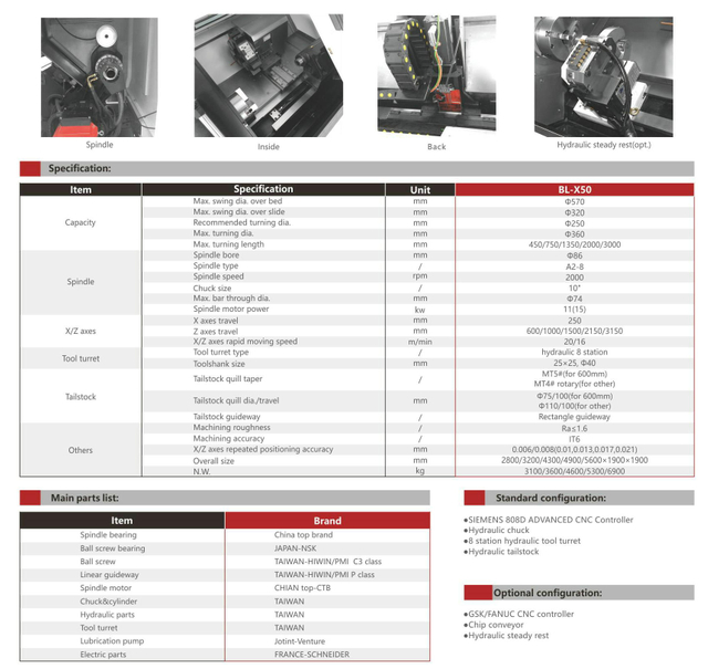 .BL-X50 Cernero de cama inclinado CNC
