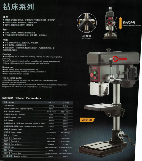 Máquina de perforación industrial Z1513B