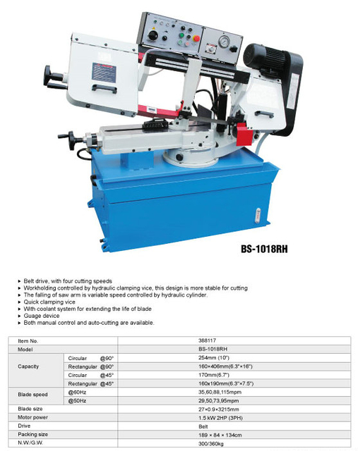 Banda de corte de metal sierra BS-1018R/BS-1018B