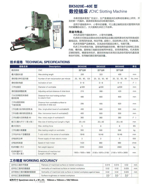 Máquina de ranura BK5020E-40E CNC 