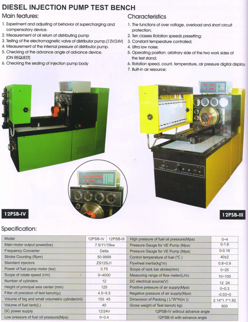 Banco de prueba de la bomba de inyección diesel 12PSB-IV --- 12PCSB-III