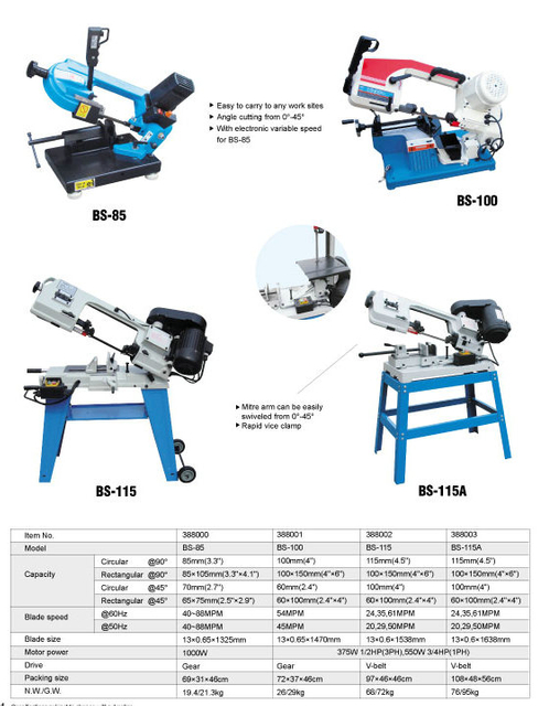 Banda de corte de metal sierra BS85-BS115A