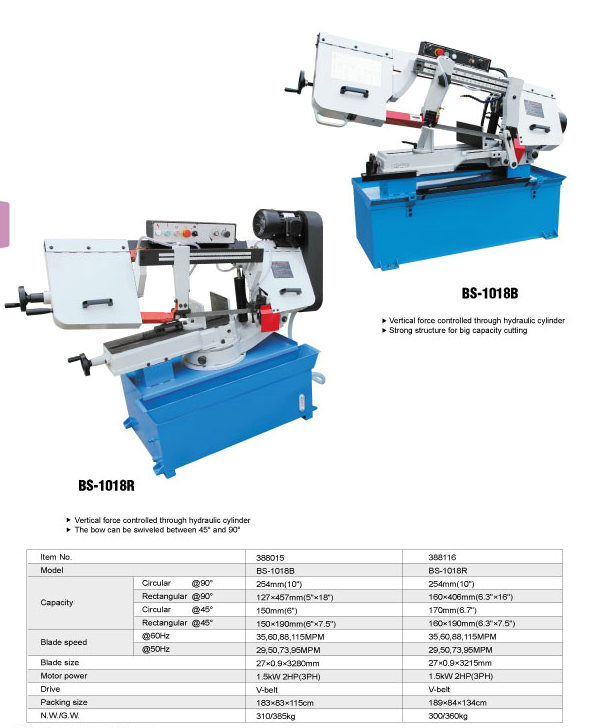 Banda de corte de metal sierra BS-1018R/BS-1018B