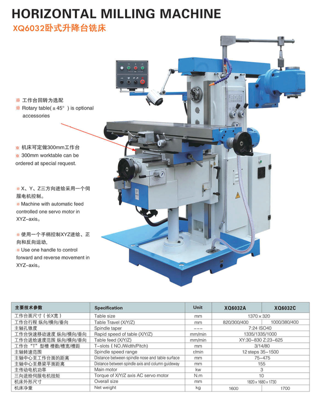 Máquina de fresado horizontal XQ6032A-XQ6032C