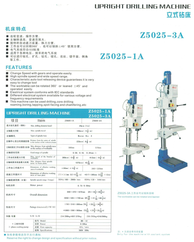 Máquina de perforación vertical Z5025-3a