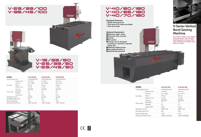Máquina de aserración de banda de metal V15/V25/V40 Serie 
