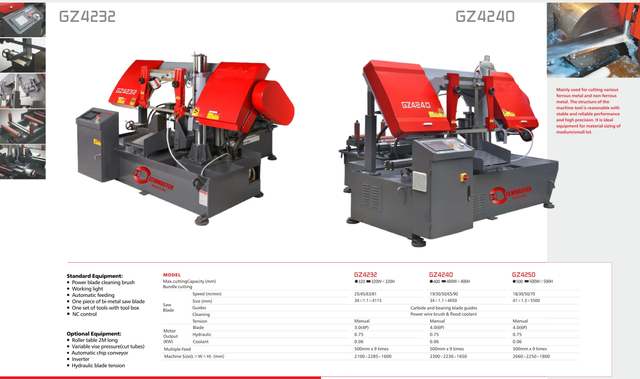 Sierra de banda completamente automática de la serie GZ Serie GZ4232-GZ4240