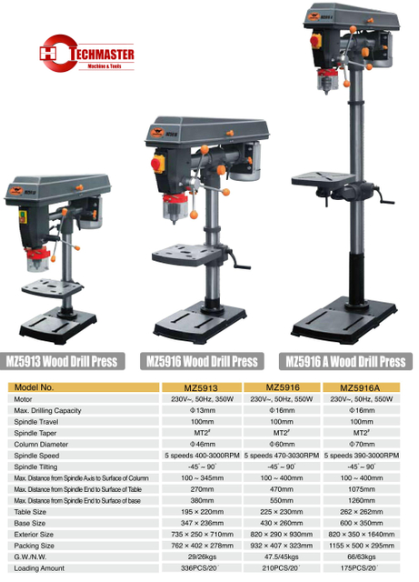MZ Series Drill Press MZ5913-MZ5916-MZ5916A