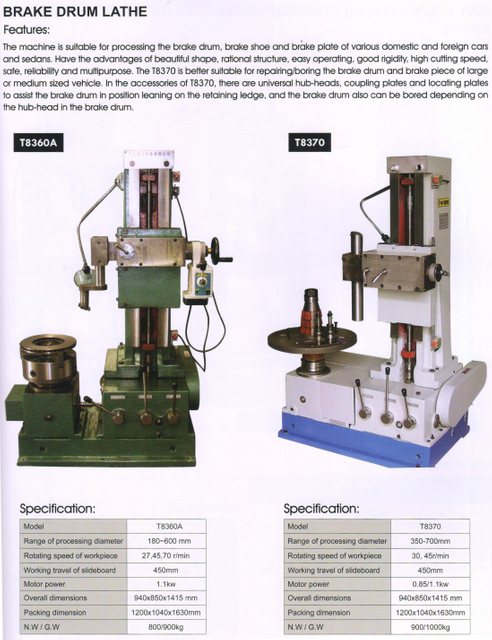 Lathe de tambor de freno T8360A-T8370