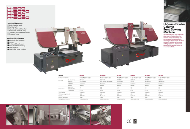 Máquina de aserración de banda de metal H-500/H-5070/H-600/H-6080/H-700