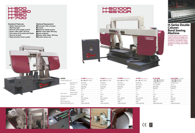 Máquina de aserración de banda de metal H-600/H-650/H-6080/H-700/H-50100R/H-65100R