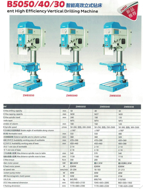 Máquina de perforación vertical de alta eficiencia inteligente ZWB5050