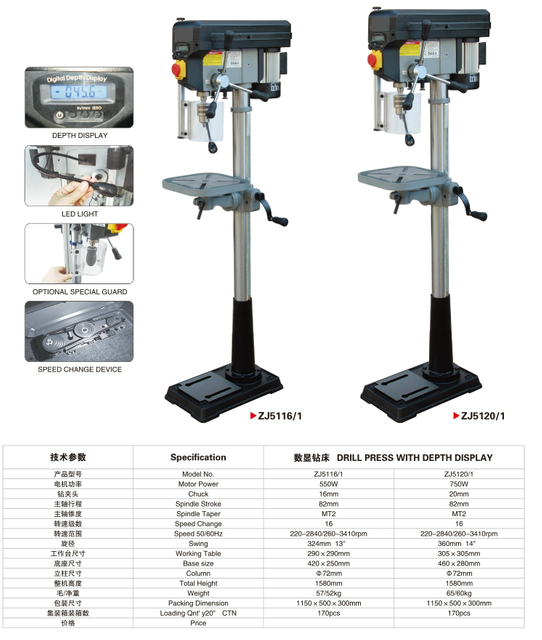 Drill Press con pantalla de profundidad