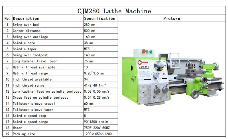 Tornio de banco CJM280 500/750
