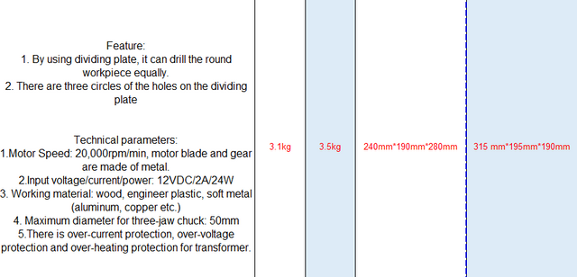 Máquina de perforación con dividnd Tabla 10002