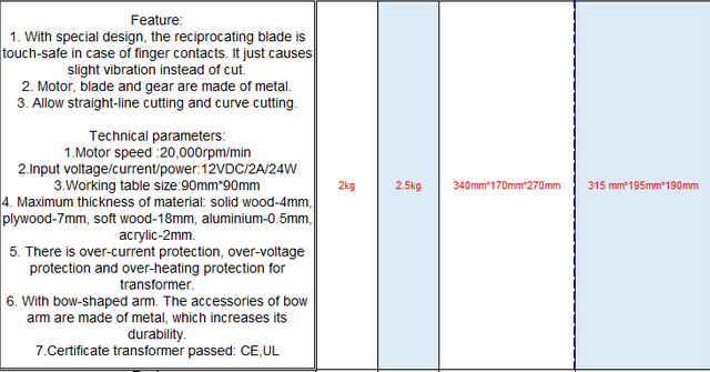 Mini Jigsaw de brazo de arco 20001g