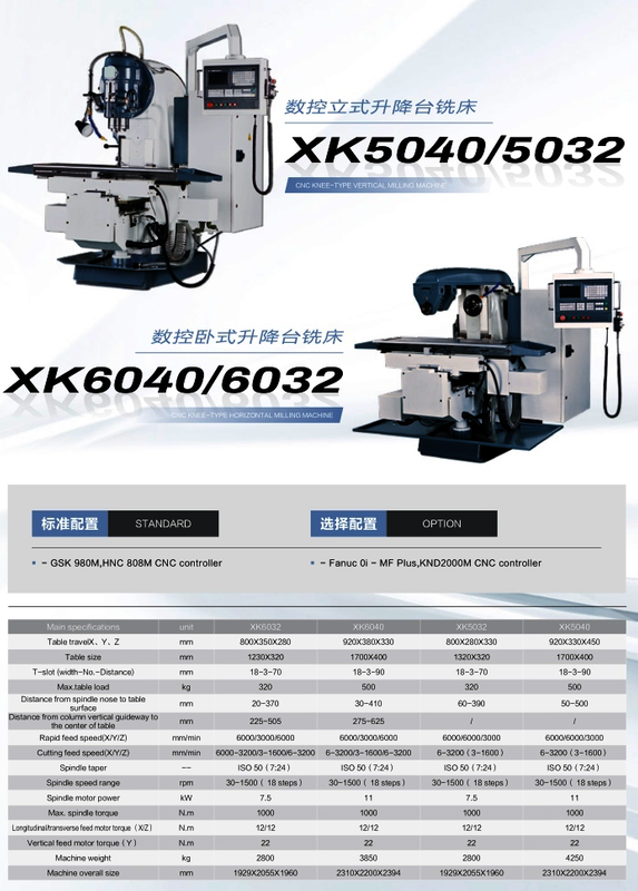 CNC Tipo de cama Machina Universal Universal XK5040-XK6040