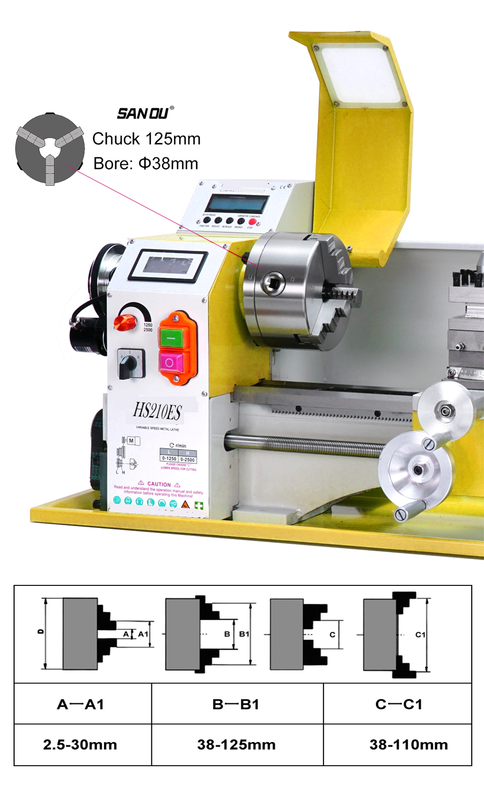 HS210ESX400 Auto izquierdo y rosca derecha haciendo mini máquina de torno de metal CNC