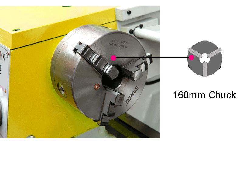 HS320B/750 mm MT5 Spindle 750W Motor de metal Máquina de torno
