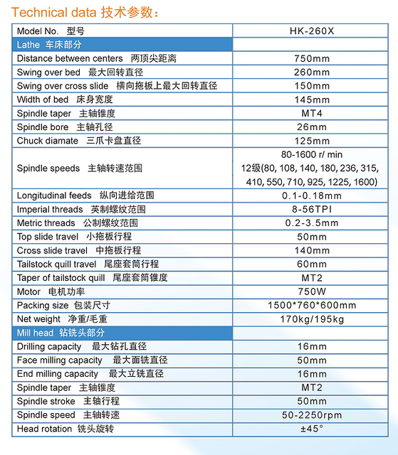Máquina de mutipurpose HK260X