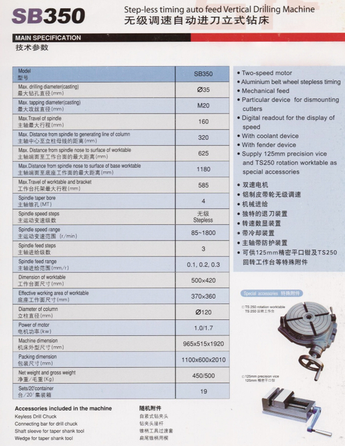Máquina de perforación sin pasos SB350