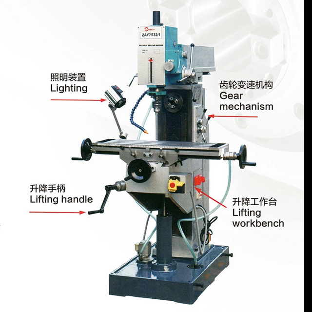Auto alimentación-Cambio de velocidad cíclicamente vertical y de fresado horizontal Máquina de perforación de tocador Zay7532/1 --- Zay755550/1