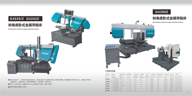 Máquina de aserración de banda de metal de ángulo de rotación horizontal G4028/Z; G4240Z