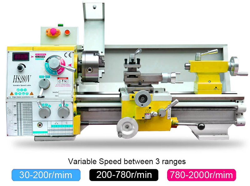HS280V/500 1500W MOTOR MT5 ESPINTLO 280*500 mm Hilo haciendo torno de metal Machin