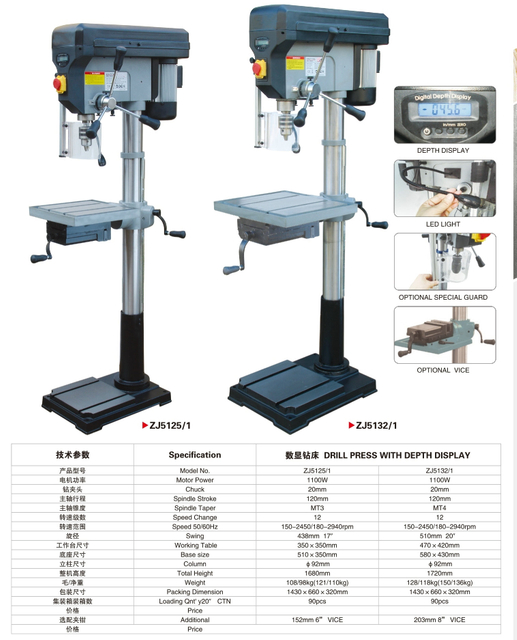 Drill Press con pantalla de profundidad