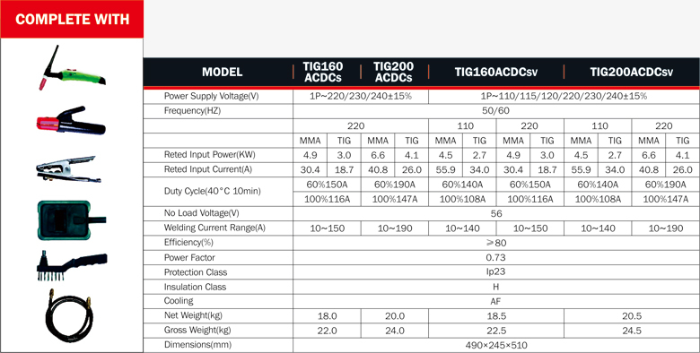 Soldador de inversor TIG ACDC