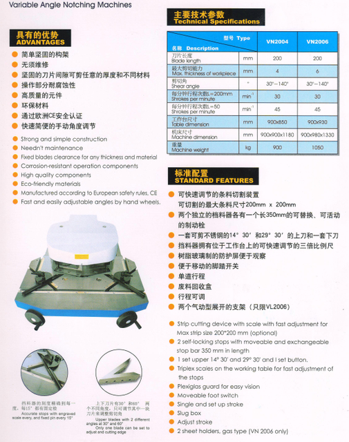 Máquina de muesca de ángulo variable 