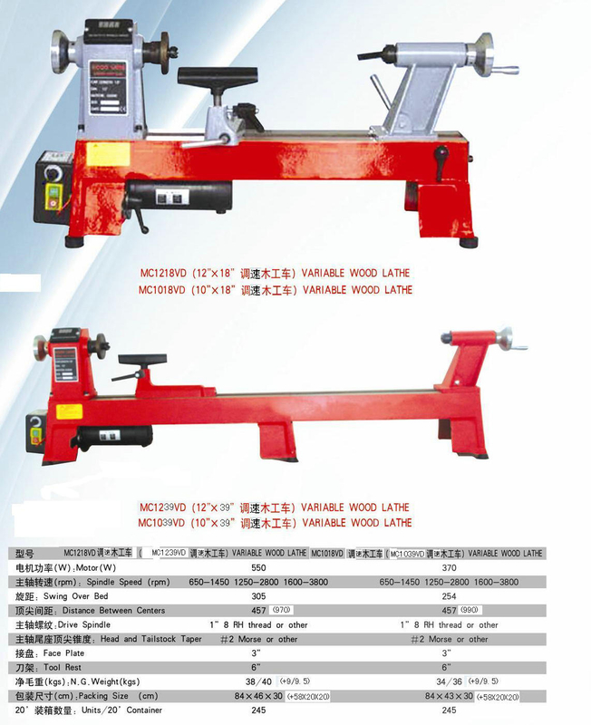 Variable Velocidad de madera Benchtop MC1218VD 12x18 Costilla de hierro 550W